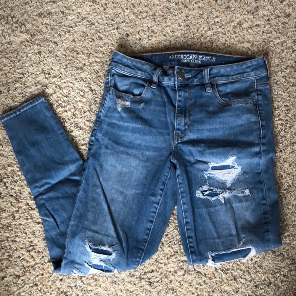 american eagle covered ripped jeans